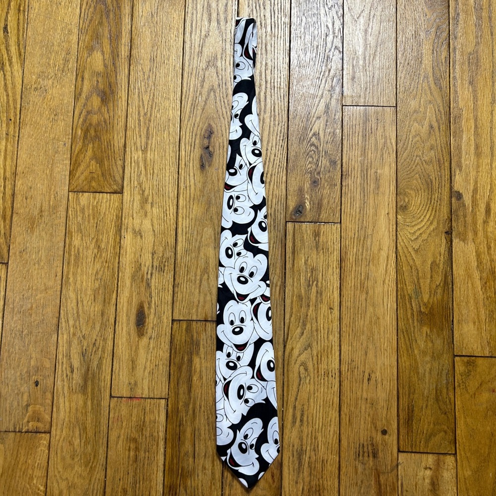 Vintage Disney Mickey Unlimited Mickey Mouse All Over Print Necktie Black White